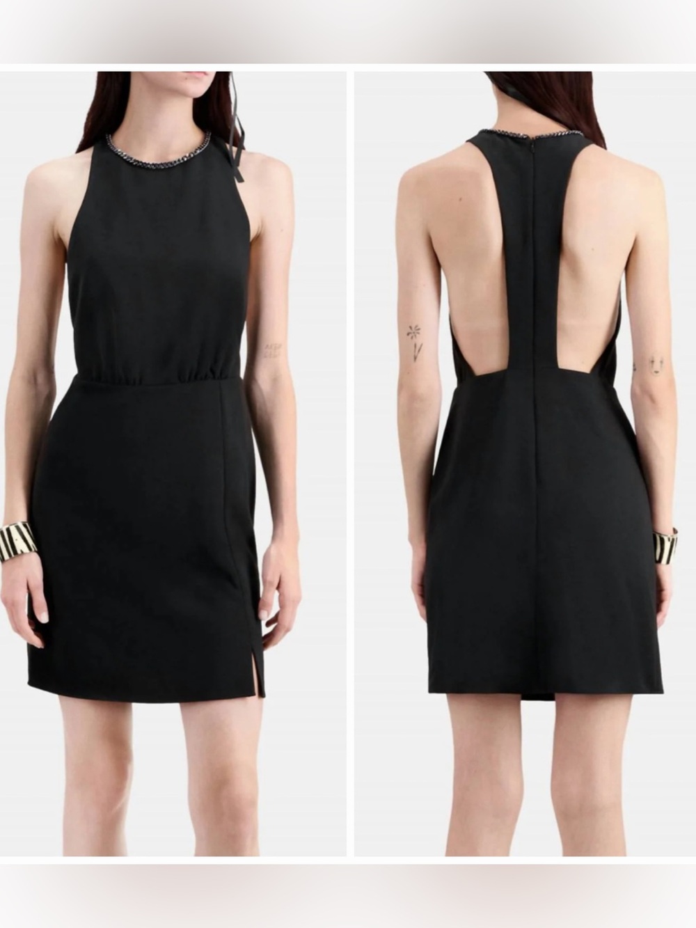 NWT The Kooples Backless Crepe Star Dress in Black - Size US Medium